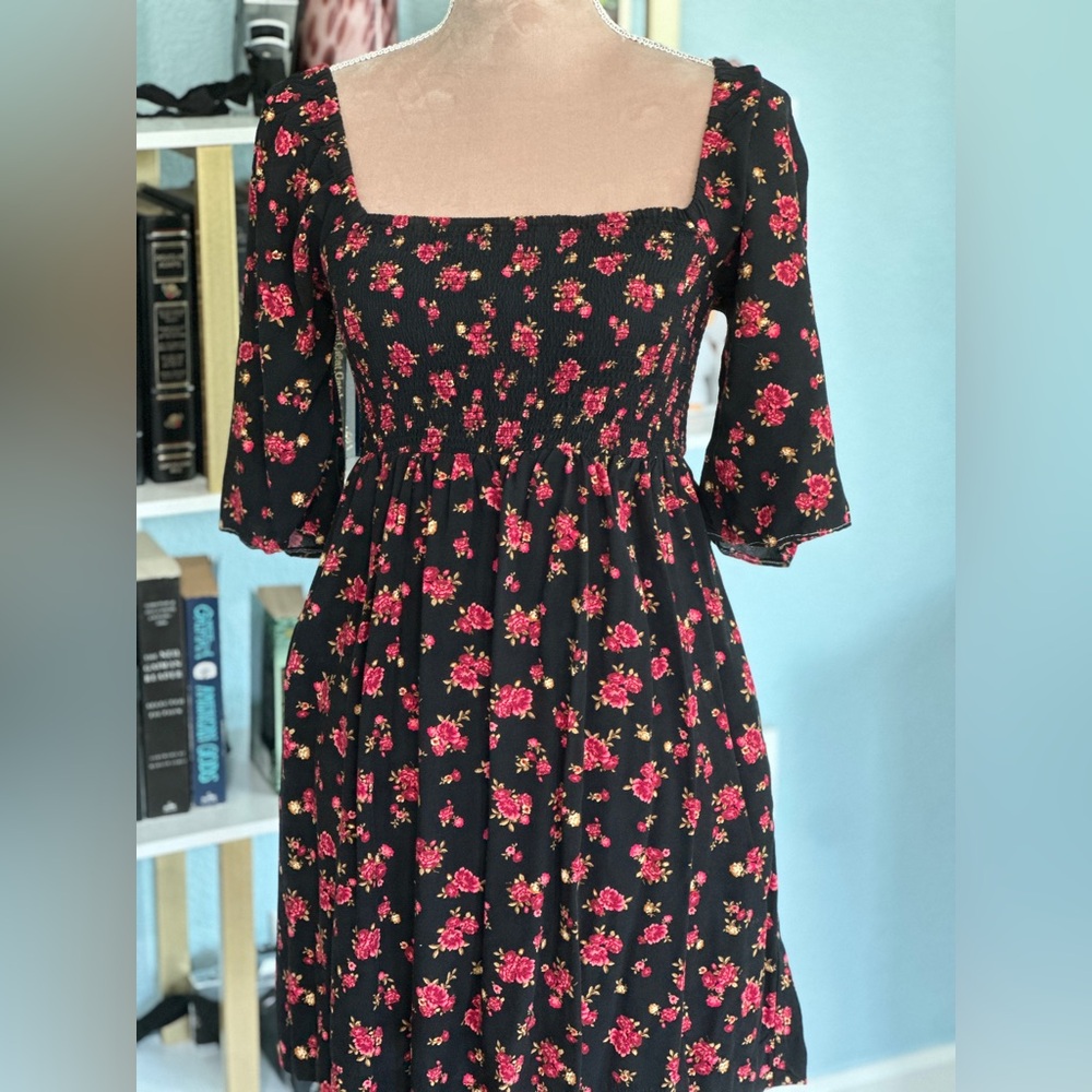 Black and Red Floral Dress